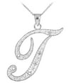thumbnail image 1 of 14K WHITE GOLD LETTER SCRIPT "T" DIAMOND INITIAL PENDANT NECKLACE :  Pendant with 18" chain, 1 of 1