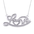 thumbnail image 1 of 14K WHITE GOLD "LOVE" SCRIPT DIAMOND PENDANT NECKLACE :  16", 1 of 1