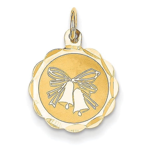 14k Yellow Gold Wedding Bells Charm Pendant