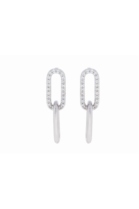 14K White Gold 0.16 Carat F-G/VS Round Lab Grown Diamond Paperclip Drop Dangle Earring