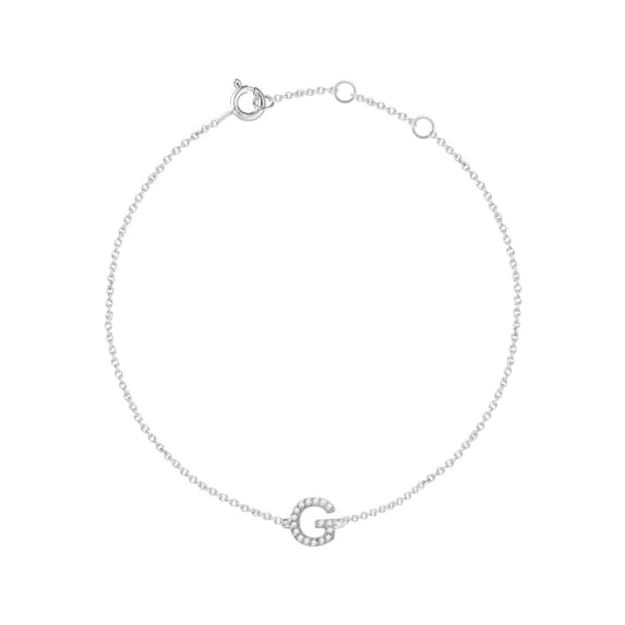 14K White .05 CTW Diamond Initial "G" 6-7" Bracelet in 14k White Gold