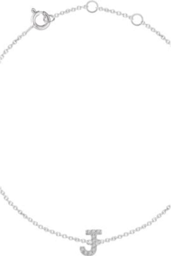 14K White .05 CTW Diamond Initial "J" 6-7" Bracelet in 14k White Gold