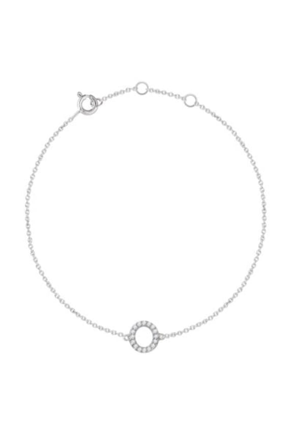 14K White .06 CTW Diamond Initial "O" 6-7" Bracelet in 14k White Gold