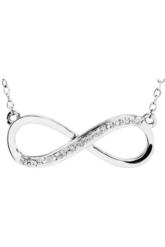 14K White .07 ct tw Diamond Infinity Necklace in 14k White Gold - Size 7