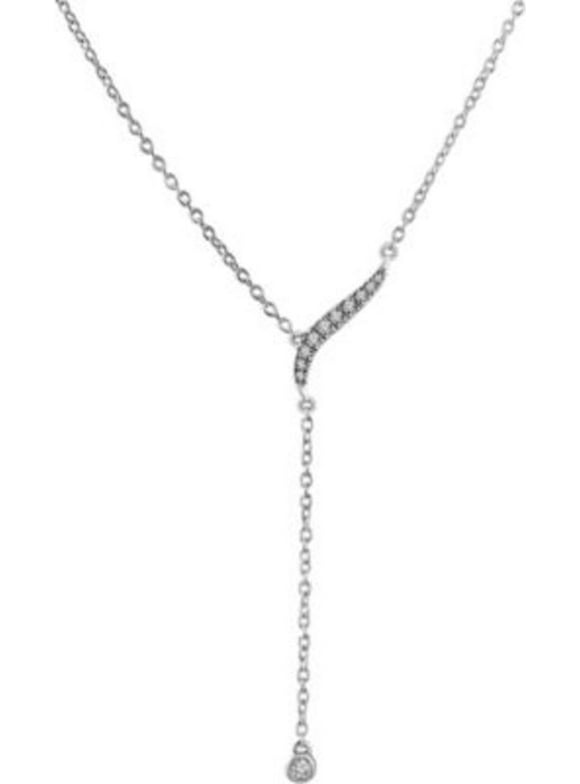 14K White 1/10 CTW Diamond Y 16-18" Necklace in 14k White Gold