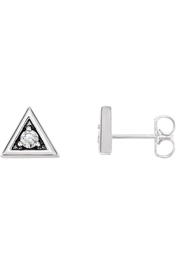 14K White 1/8 CTW Diamond Triangle Earrings in 14k White Gold