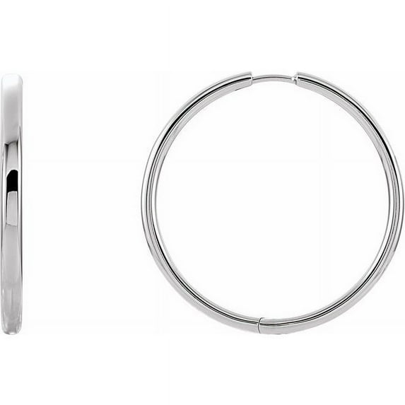14K White 24 mm Hinged Hoop Earrings|for Adult Women|Temple Custom Jewelers