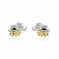 thumbnail image 1 of Vinali 14K Solid White And Yellow Gold Small Elephant Stud Earrings, 1 of 7