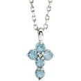thumbnail image 1 of 14K White Aquamarine Cross Necklace in 14k White Gold, 1 of 5