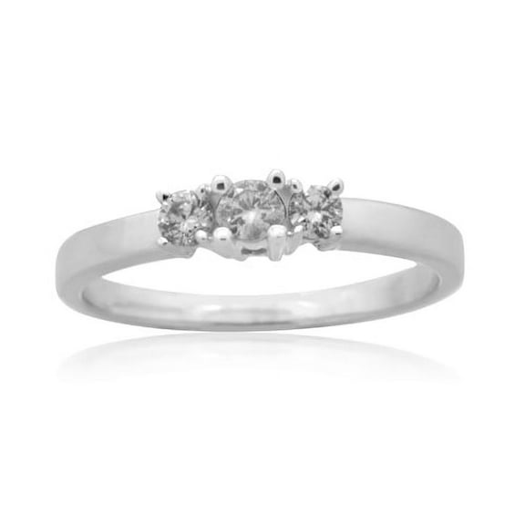 14K White Gold 0.25 CTTW Three Stone Diamond Fashion Ring