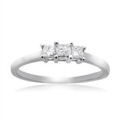 LUXURIEN 14K White Gold 0.25 CTTW Three Stone Diamond Ring