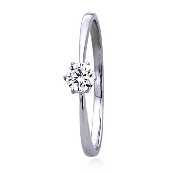 14K White Gold 0.25 Carat 4mm Round CZ Classic Solitaire Wedding Engagement Ring