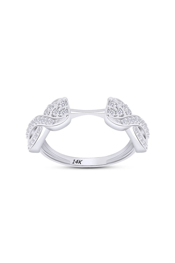 14K White Gold 0.25 ct Natural Diamond Solitaire Wrap Ring Jewelry For Womens-6