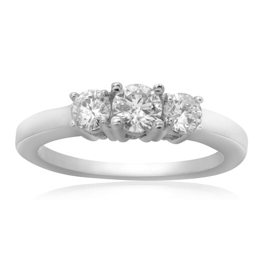14K White Gold 0.50 CTTW Three Stone Diamond Ring