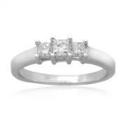 LUXURIEN 14K White Gold 0.50 CTTW Three Stone Diamond Ring