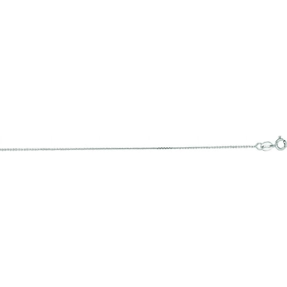 14K White Gold 0.5mm Diamond Cut Flat Cable Chain with Spring Ring