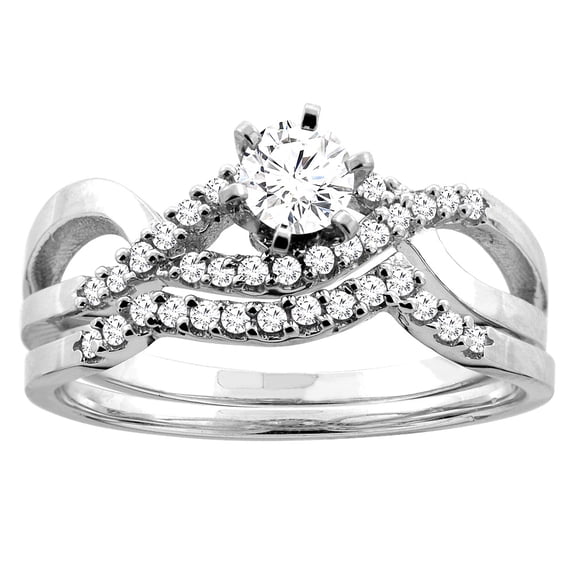 14K White Gold 0.65 cttw. Round Diamond 2-piece Bridal Ring Set, size 7.5