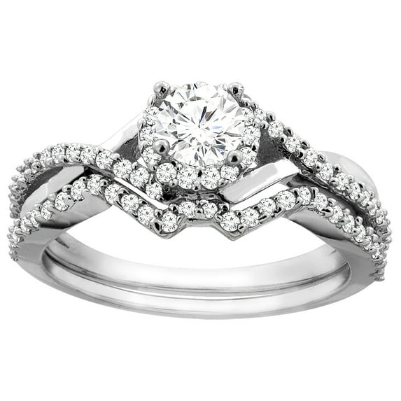 14K White Gold 0.68 cttw. Round Diamond 2-piece Bridal Ring Set, size 9