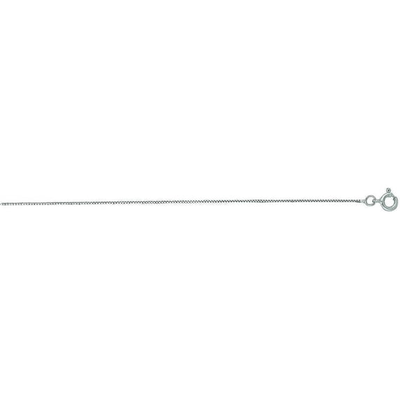 14K White Gold 0.6mm Classic Box Chain with Spring Ring