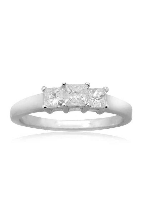 14K White Gold 0.75 CTTW Three Stone Diamond Ring