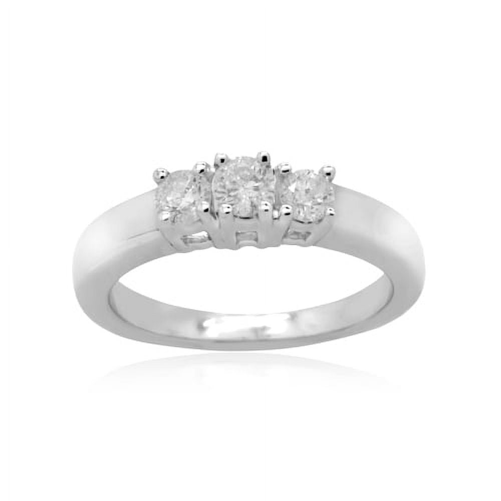 14K White Gold 0.75 CTTW Three Stone Diamond Ring