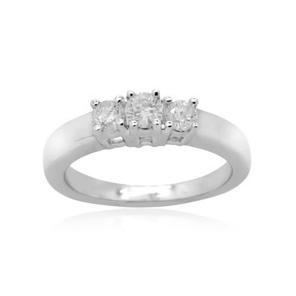 14K White Gold 0.75 CTTW Three Stone Diamond Ring