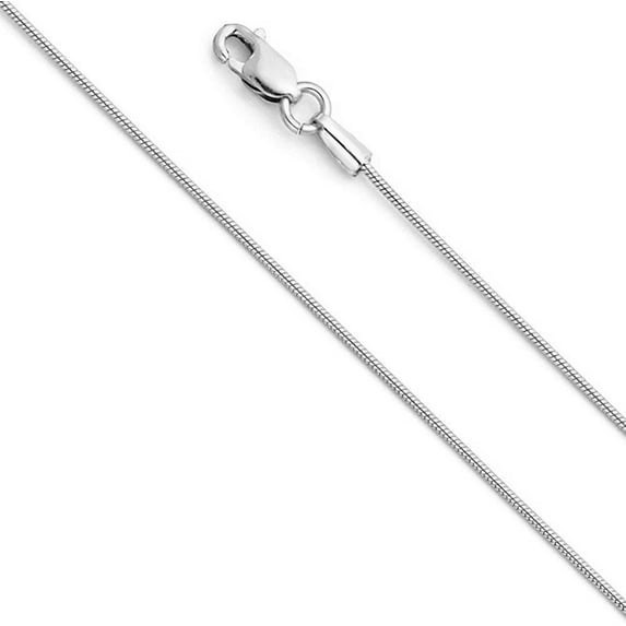 14K White Gold 0.8MM Shiny Round Snake Link Pendant Necklace Chain 16" - 24", Gold Necklace for Men & Women, 100% Real 14K Gold, Next Level Jewelry