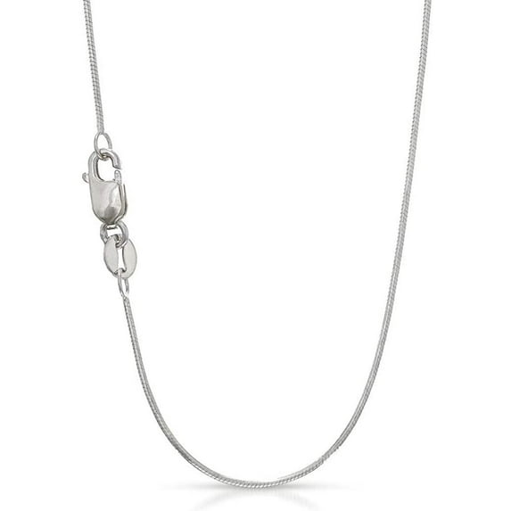 14K White Gold 0.8mm Octagonal Snake Pendant Chain, FREE Microfiber Cloth, Shiny Link Mens Womens Necklace, Giorgio Bergamo 18