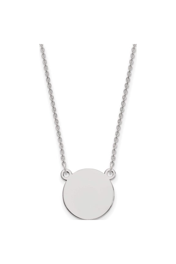 14K White Gold .027 Gauge Circular Engravable Disc 18 Necklace
