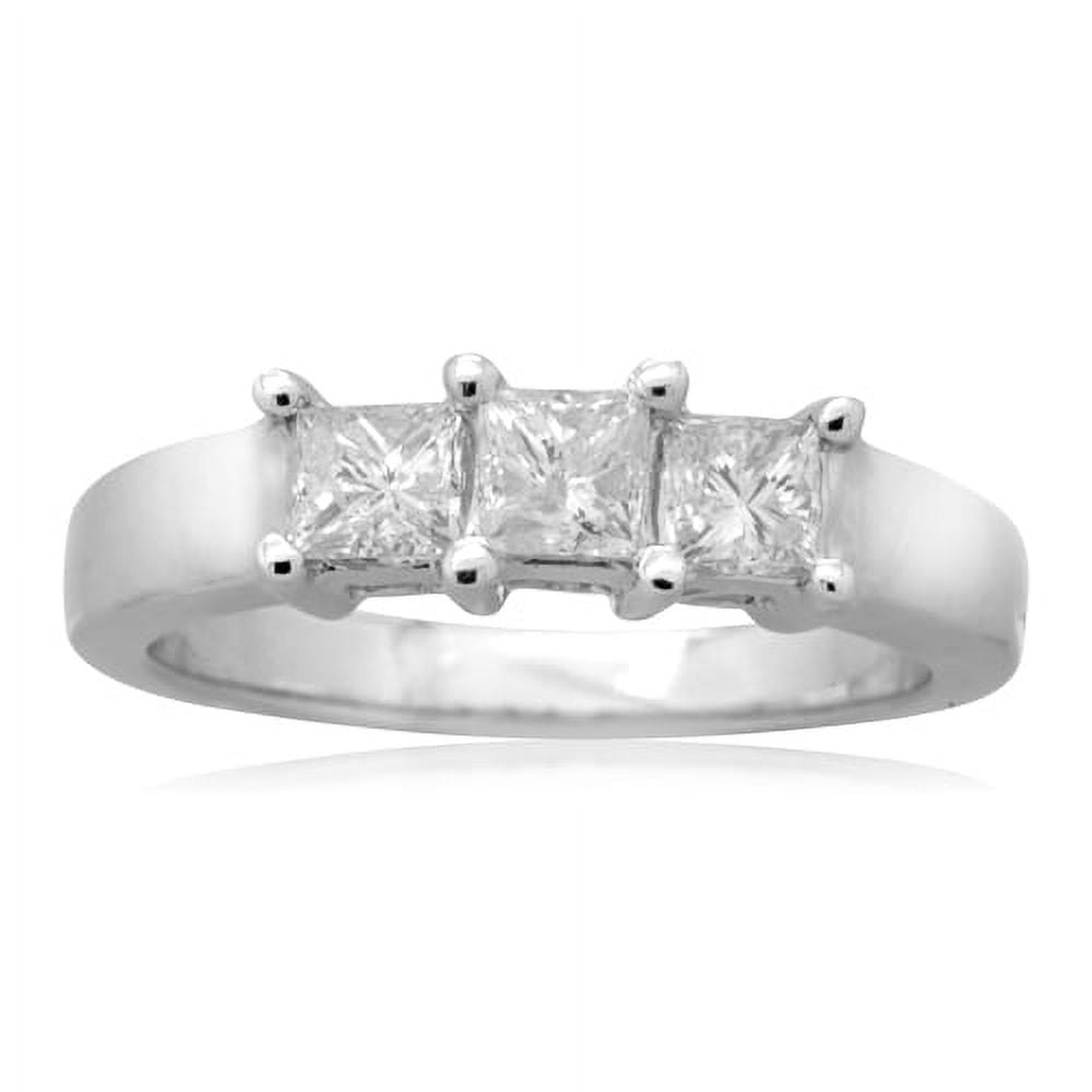 14K White Gold 1.00 CTTW Three Stone Diamond Ring