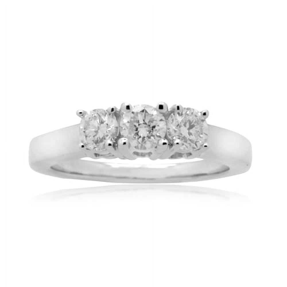 14K White Gold 1.00 CTTW Three Stone Diamond Ring
