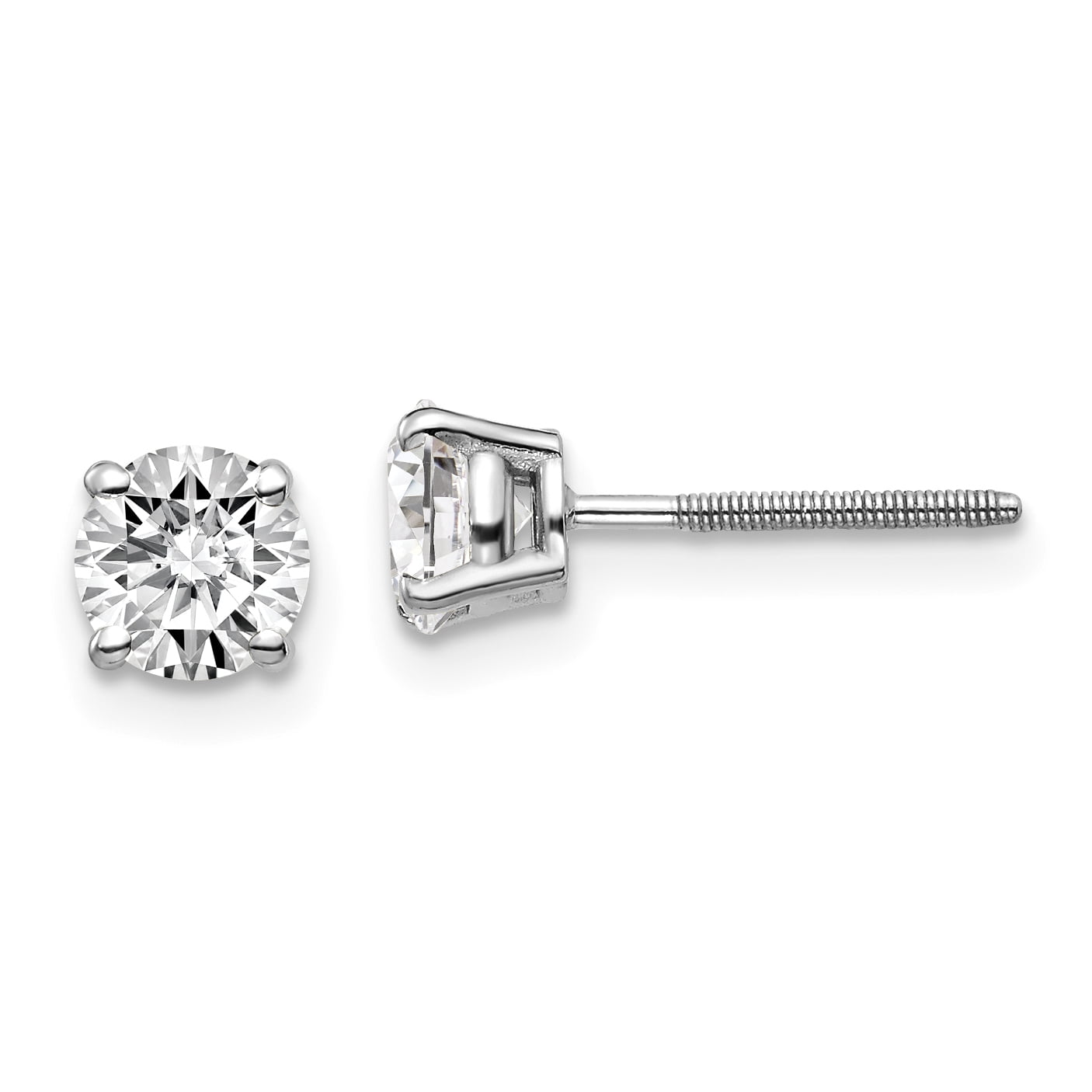 14K White Gold 1.00ct SI3 G-I Diamond Stud Thread On and Off Post Earrings
