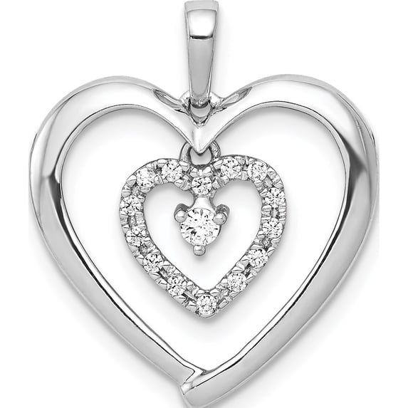 14K White Gold 1/10Ct. Diamond Heart Dangle Pendant Made In India pm4918-010-wa