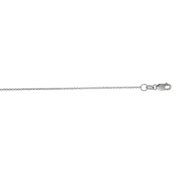 14K White Gold 1.1mm Shiny Round Diamond Cut Round Rolo & Oval Rolo Chain 20" Lobster Clasp by IcedTime