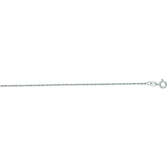 14K White Gold 1.1mm Singapore Chain with Spring Ring Clasp