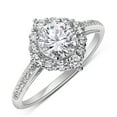 thumbnail image 1 of 14K White Gold 1.2 cttw Round CZ Solitaire Wedding Engagement Halo Ring, 1 of 5