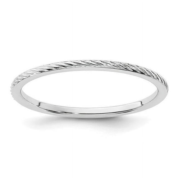 14K White Gold 1.2 mm Twisted Wire Pattern Stackable Band, Size 10
