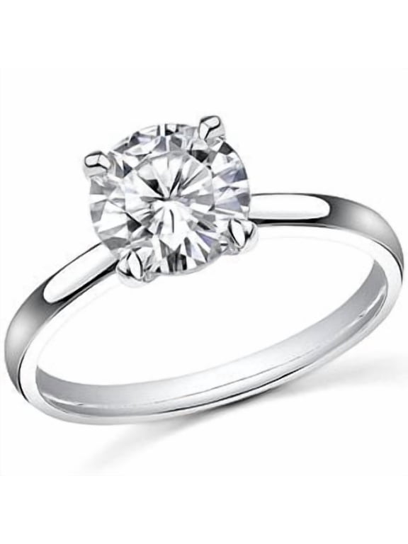 14K White Gold 1.25 Carat IGI Certified Lab Grown Solitaire Round 4 Prong Cut Diamond Engagement Ring (F-G Color, VS1-VS2 Clarity)