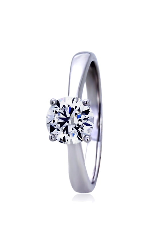 14K White Gold 1.25 Carat Round CZ Classic Solitaire Wedding Engagement Ring