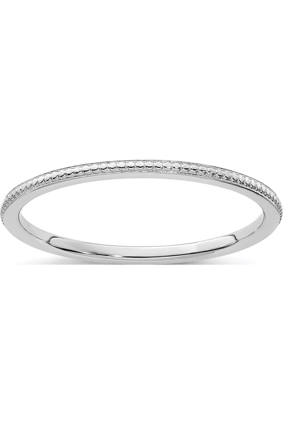 14K White Gold 1.2mm Bead Stackable Band (Size 7) Made In United States stk18-120w-7