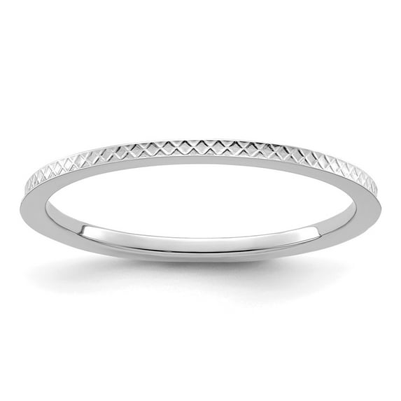 14K White Gold 1.2mm Criss-Cross Pattern Stackable Band Size 5.5