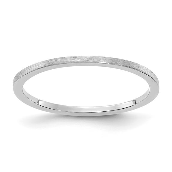 14K White Gold 1.2mm Flat Satin Stackable Band - Size 7