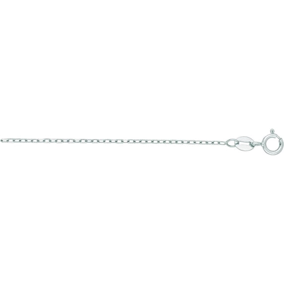 14K White Gold 1.2mm Open Cable Chain with Spring Ring Clasp