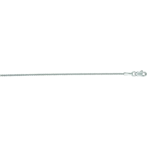 14K White Gold 1.2mm Round Wheat Chain with Lobster Lock