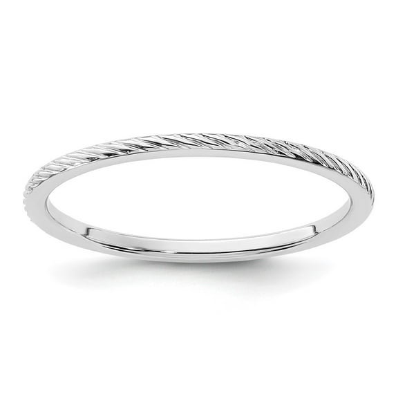14K White Gold 1.2mm Twisted Wire Pattern Stackable Band Size 5