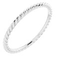 14K White Gold 1.3 mm Skinny Rope Band Size 7.5 - Solid Gold Fine ...