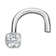 thumbnail image 1 of 14K White Gold 1.3mm .01 cttw Diamond Nose Ring Curve Stud Twist Screw 22G, 1 of 6