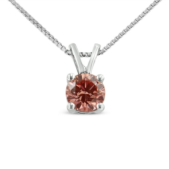 14K White Gold 1/4 Cttw Lab Grown Pink Diamond 4-Prong Solitaire Pendant (Pink Color, VVS2-VS1 Clarity)