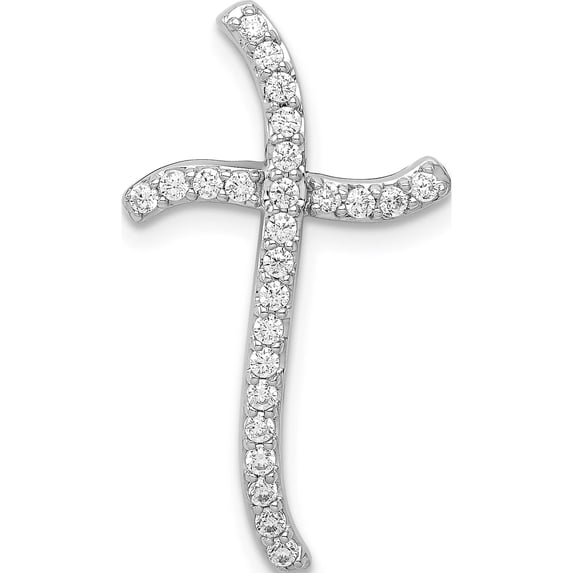 14K White Gold 1/4Ct. Diamond Cross Chain Slide (25.5 X 14.5) Made In India pm5029-025-wa