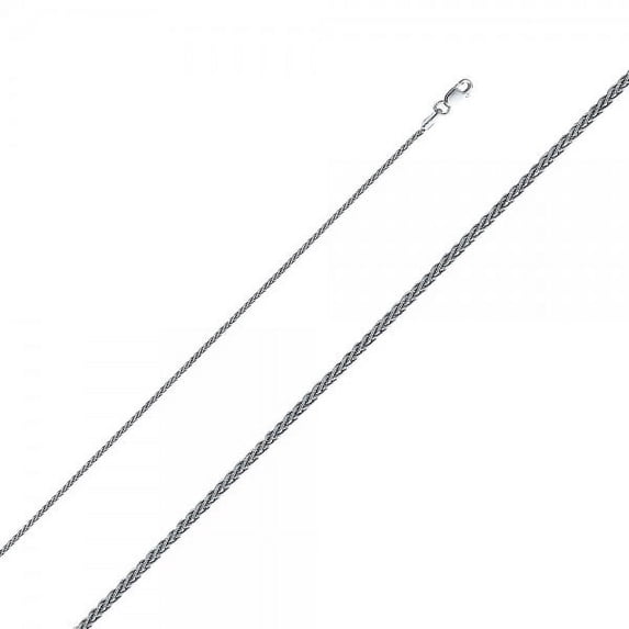 14K White Gold 1.4mm Round Wheat Chain : 24"
